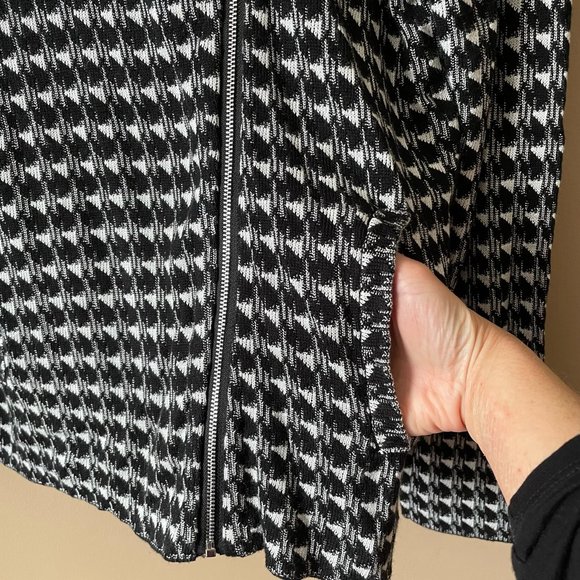 Moto Style Houndstooth Print Sweater Jacket - Picture 6 of 8